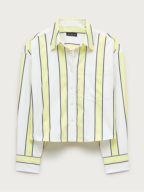 J. Crew Tops - J Crew Étienne cropped button-up shirt in striped neon cotton poplin NWT